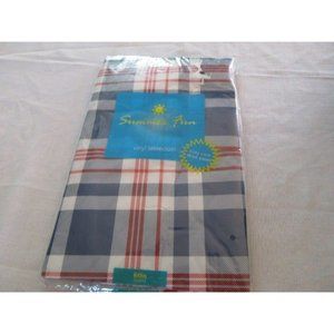 2 Red White and Blue Checkers Vinyl Tablecloth 60 in Round